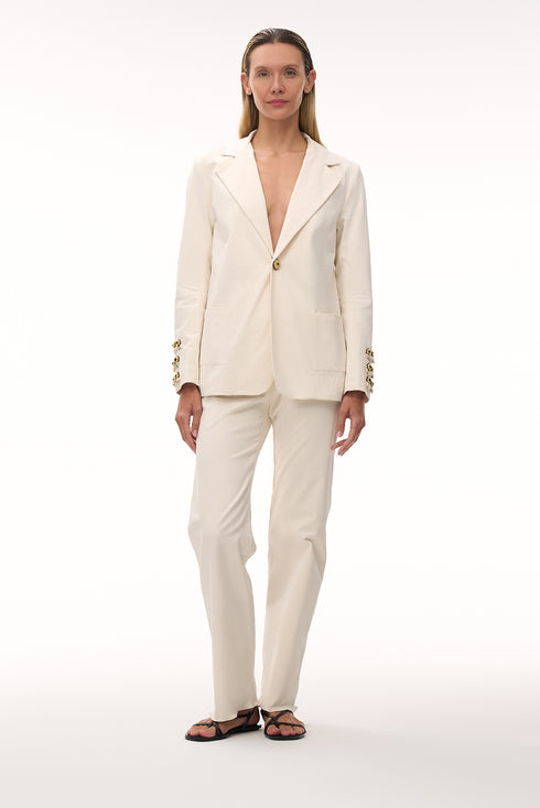 Santo Tomas Embroidered Canvas Blazer / Ivory